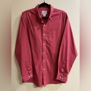 L.L. Bean Red Check Plaid Button Down Long Sleeve Shirt Men’s Size Large